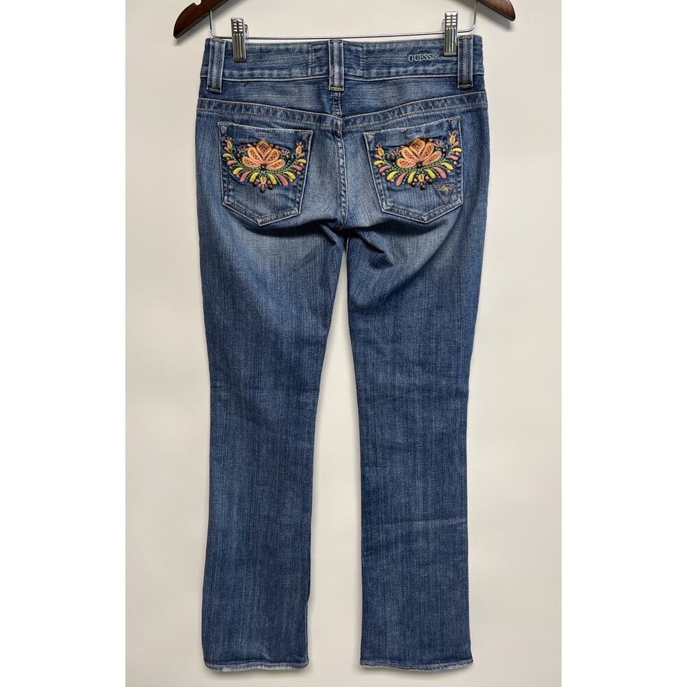 Vintage‎ Y2k Guess Premium Jeans Embroidered Flare 30x33 Grunge Low Rise Stretch